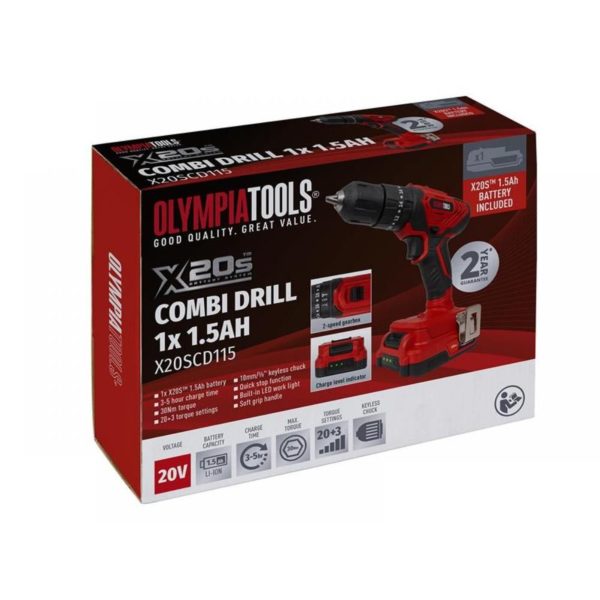 Olympia Power Tools X20s Combi Drill 20v 1 X 1 5ah Li Ion 09 910 Packshot